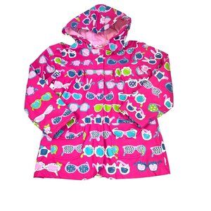 Hatley Girls 7  Pink Raincoat With Fun Sunglasses Print 4161